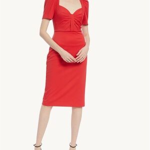 Badgley Mischka Pleated Sweetheart Red Cocktail Dress Size 12